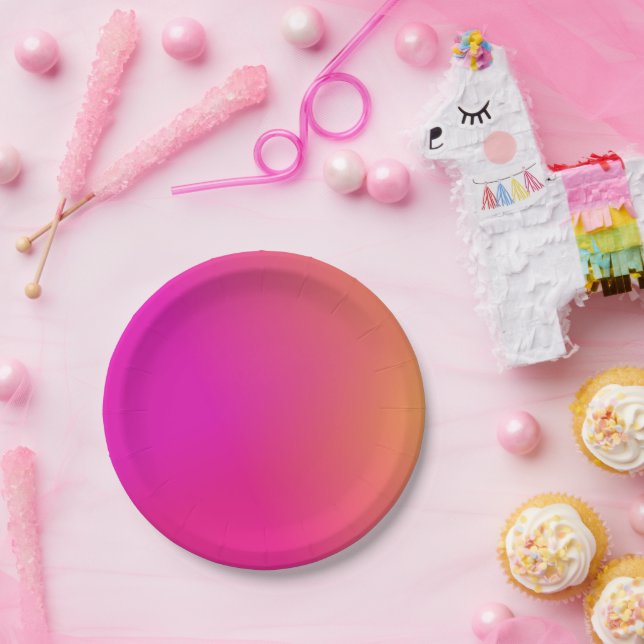 Pink Orange Yellow Ombre Paper Plates (Party)