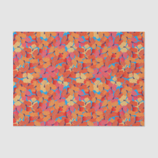Pink Orange Yellow Poppies Floral Pattern on Blue Tissue Paper