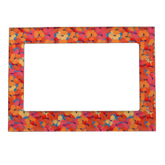 Pink, Orange, Yellow Poppies Magnetic Photo Frame