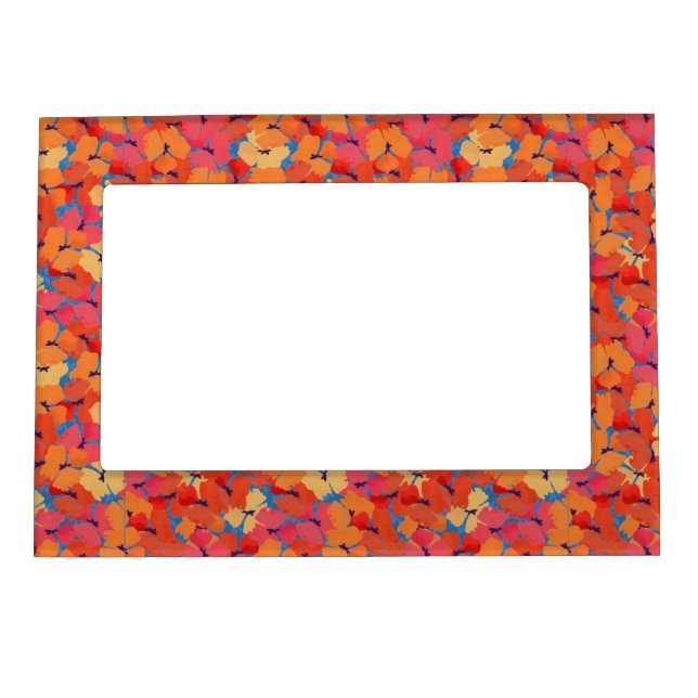 Pink, Orange, Yellow Poppies Magnetic Photo Frame (Front)