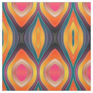 Pink Orange Yellow Retro Funky Abstract Pattern Fabric