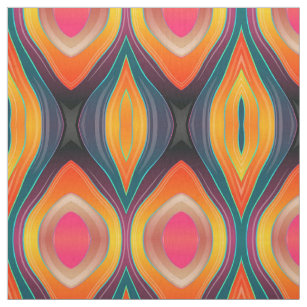 Pink Orange Yellow Retro Funky Abstract Pattern Fabric