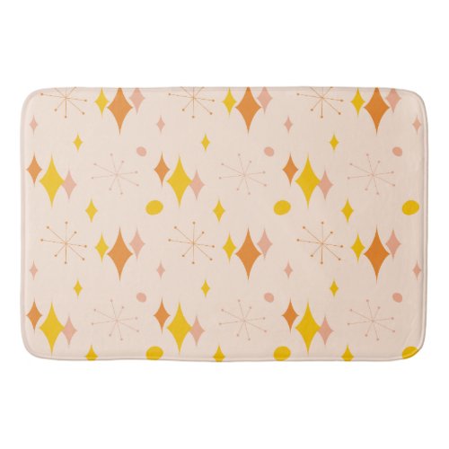 Pink Orange Yellow Starburst Mid Century Pattern Bath Mat