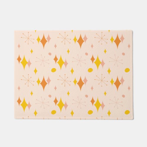 Pink Orange Yellow Starburst Mid Century Pattern Doormat