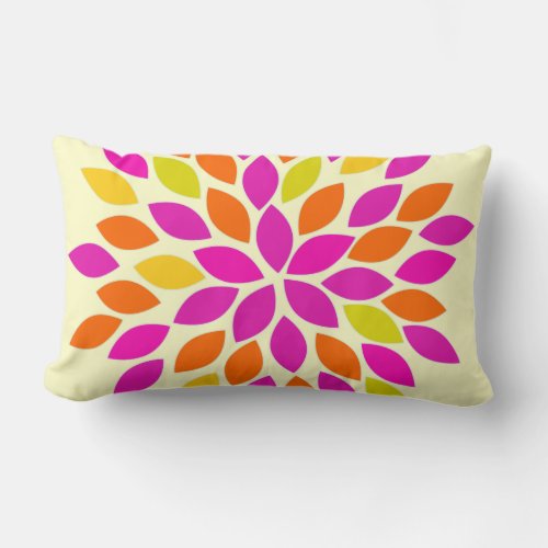 Pink Orange Yellow Starburst Modern Flower Pillow