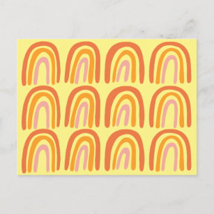 Pink Orange Yellow Sweet Rainbow Pattern Postcard