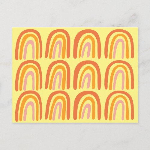 Pink Orange Yellow Sweet Rainbow Pattern Postcard