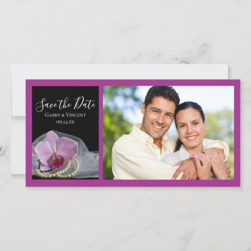 Pink Orchid and Pearls Wedding Save the Date