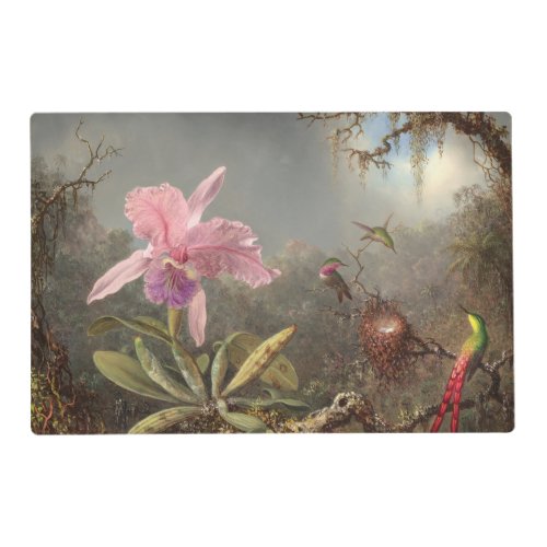 Pink Orchid And Three Hummingbirds Placemat