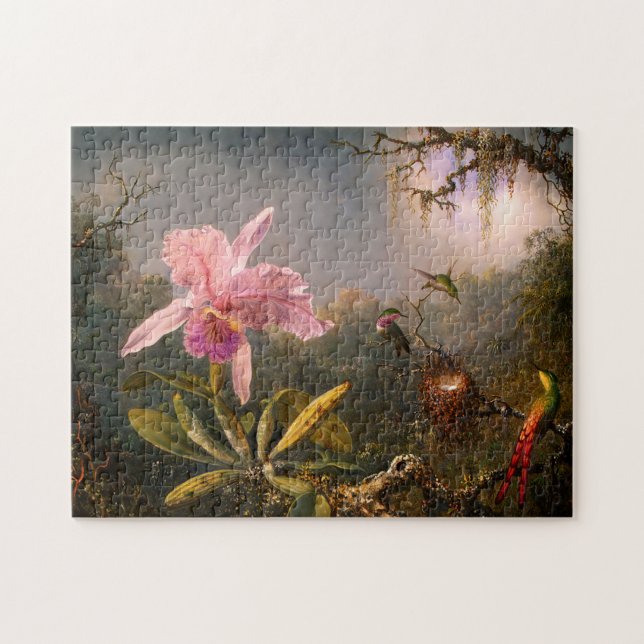 Pink Orchid and Three Hummingbirds Puzzle (Horizontal)