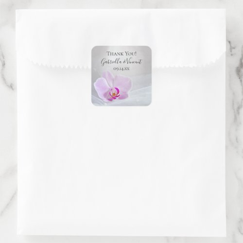 Pink Orchid and Veil Wedding Thank You Favor Tag