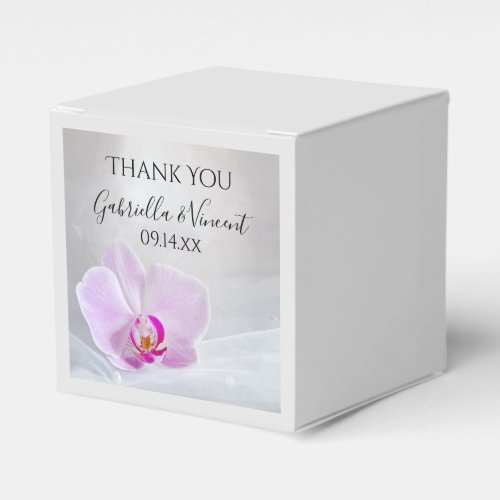 Pink Orchid and White Bridal Veil Wedding Favor Boxes