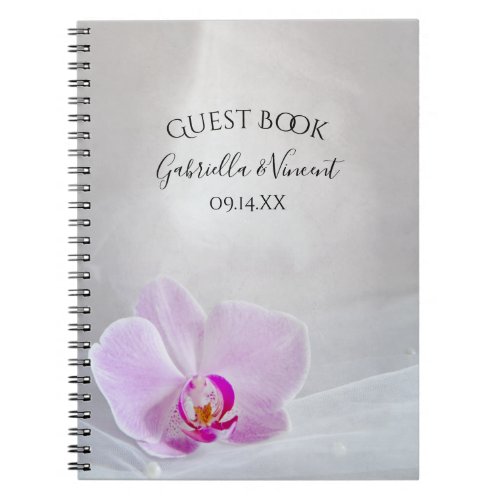 Pink Orchid and White Bridal Veil Wedding Notebook