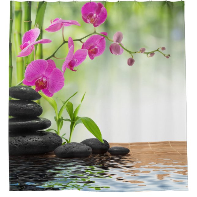 pink orchid,beautiful,zen,tropical,paradise,peace, shower curtain (Front)