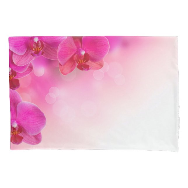 Pink Orchid Blooming Pillowcase Set (Front)