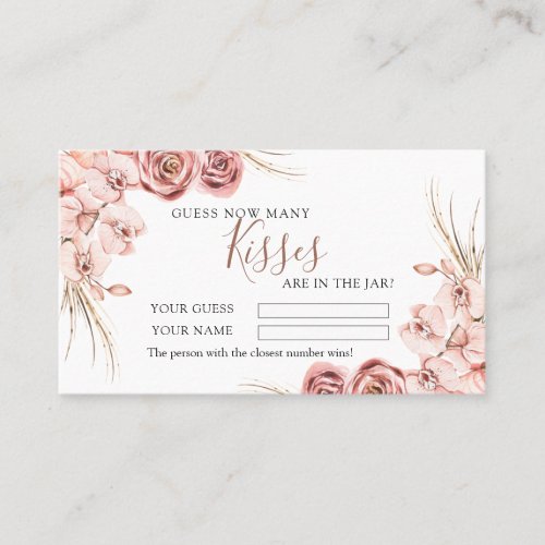 Pink Orchid Boho How Many Kisses Shower Game card