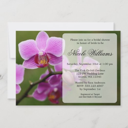 Pink Orchid Bridal Shower Personalized Invite
