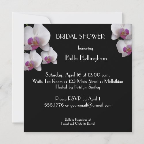 Pink Orchid Bridal Shower Invitation