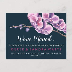 pink orchid Change of address we've moved house Announcement Postcard