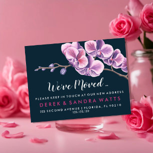 pink orchid Change of address we've moved house Announcement Postcard