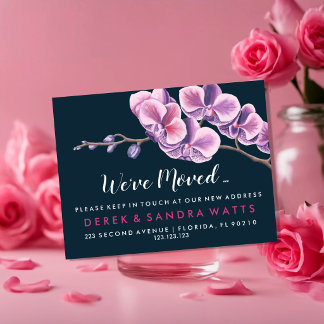 pink orchid Change of address we've moved house Announcement Postcard