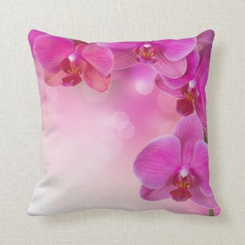 Pink Orchid Cushion Throw Pillow by LATENA at Zazzle