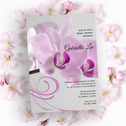 Pink Orchid Elegance Bridal Shower Invitation
