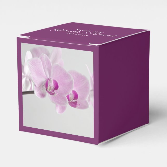 Pink Orchid Elegance Wedding Favor Box (Front Side)
