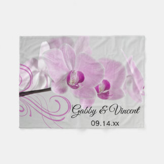 Pink Orchid Elegance Wedding Fleece Blanket