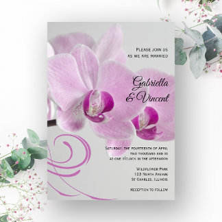 Pink Orchid Elegance Wedding Invitation
