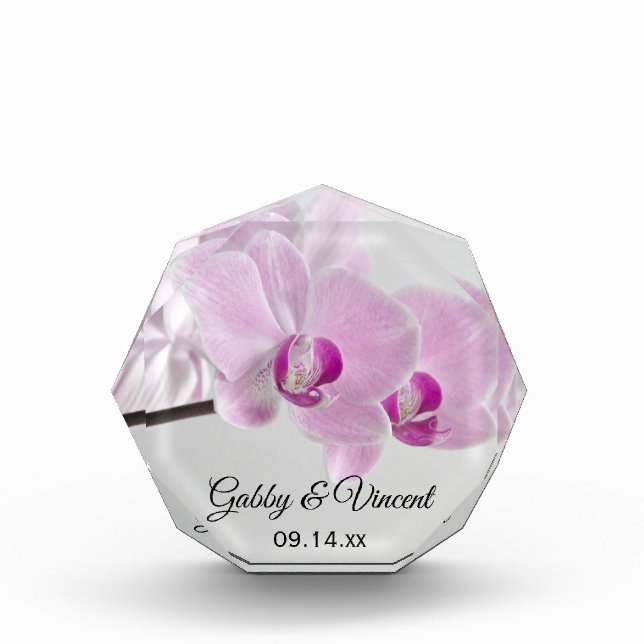 Pink Orchid Elegance Wedding Keepsake Acrylic Award (Front)