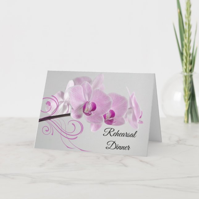 Pink Orchid Elegance Wedding Rehearsal Dinner Invitation (Front)