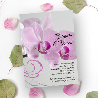 Pink Orchid Elegance Wedding Save the Date Invitation
