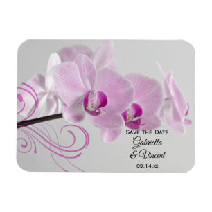 Pink Orchid Elegance Wedding Save the Date Magnet