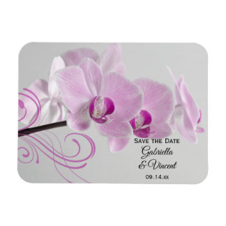 Pink Orchid Elegance Wedding Save the Date Magnet