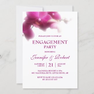 Pink Orchid Engagement Invitation