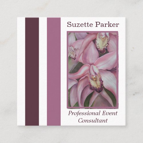 Pink Orchid Event Planner Square Business Card