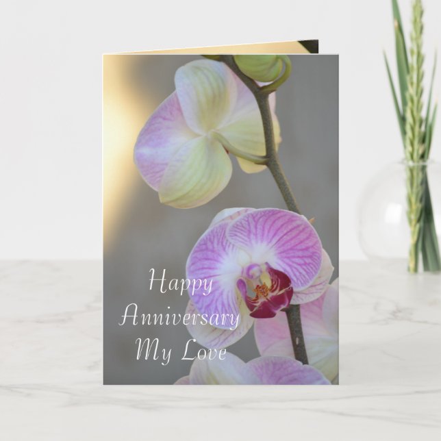 Pink Orchid Expression Anniversary Card (Front)