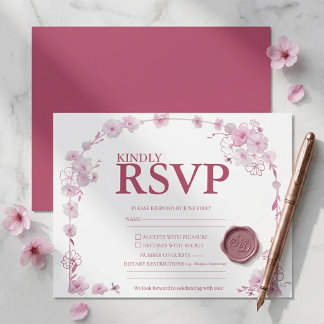 Pink Orchid Floral Arch Elegant Modern Wedding RSVP Card
