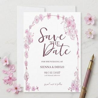 Pink Orchid Floral Arch Elegant Modern Wedding Save The Date