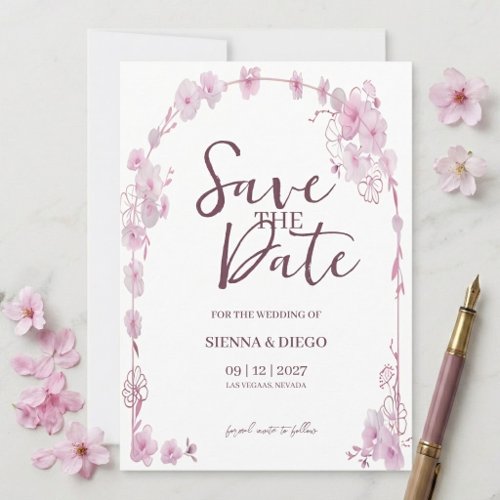 Pink Orchid Floral Arch Elegant Modern Wedding Save The Date
