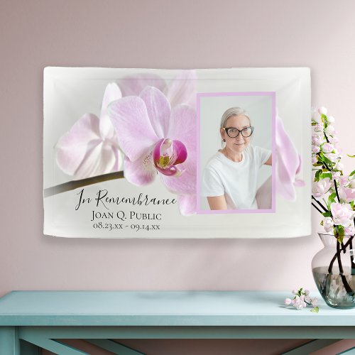 Pink Orchid Flower Celebration of Life Funeral Banner