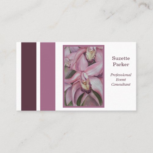 Pink Orchid Flower Event Planner Business Card