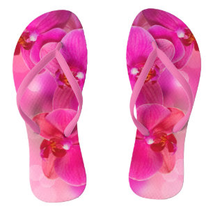 Pink Orchid Flower Flip Flops
