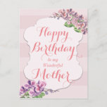 Pink Orchid Flower Frame Mother Birthday Postcard at Zazzle
