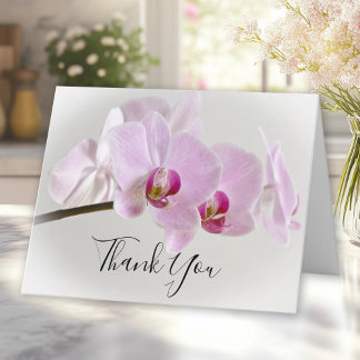 Pink Orchid Flower Funeral Sympathy Thank You Card