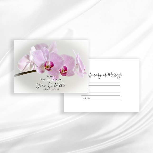 Pink Orchid Flower Share a Memory Funeral  Note Card (Creator Uploaded)