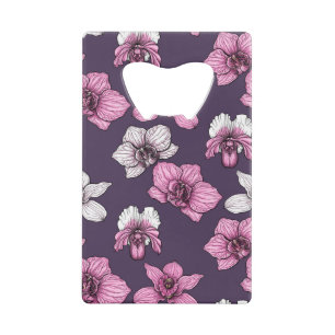 Pink orchid flowers credit card bottle opener
