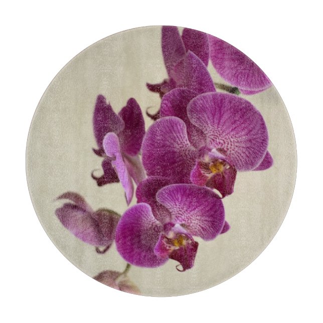 Pink Orchid Flowers Cutting Board (Front)