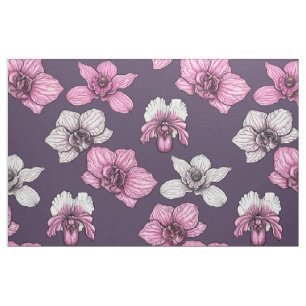 Pink orchid flowers fabric